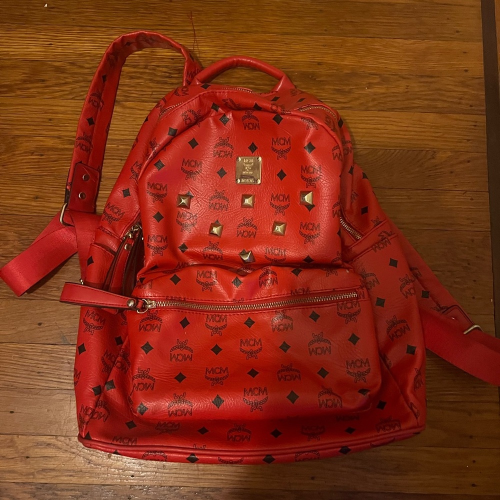 Barley worn red mcm men’s book bag 🏍️